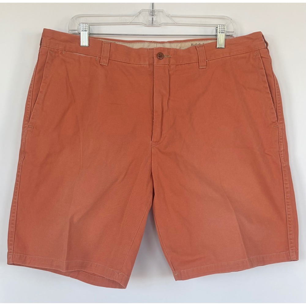 Polo Ralph Lauren Mens 38 Chino Shorts Burnt Orange Coral RL5 Flag Cotton Flat